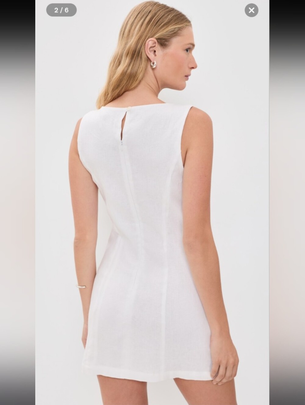 Reformation  Citron White Sleeveless Mini linen  Dress - Picture 4 of 9